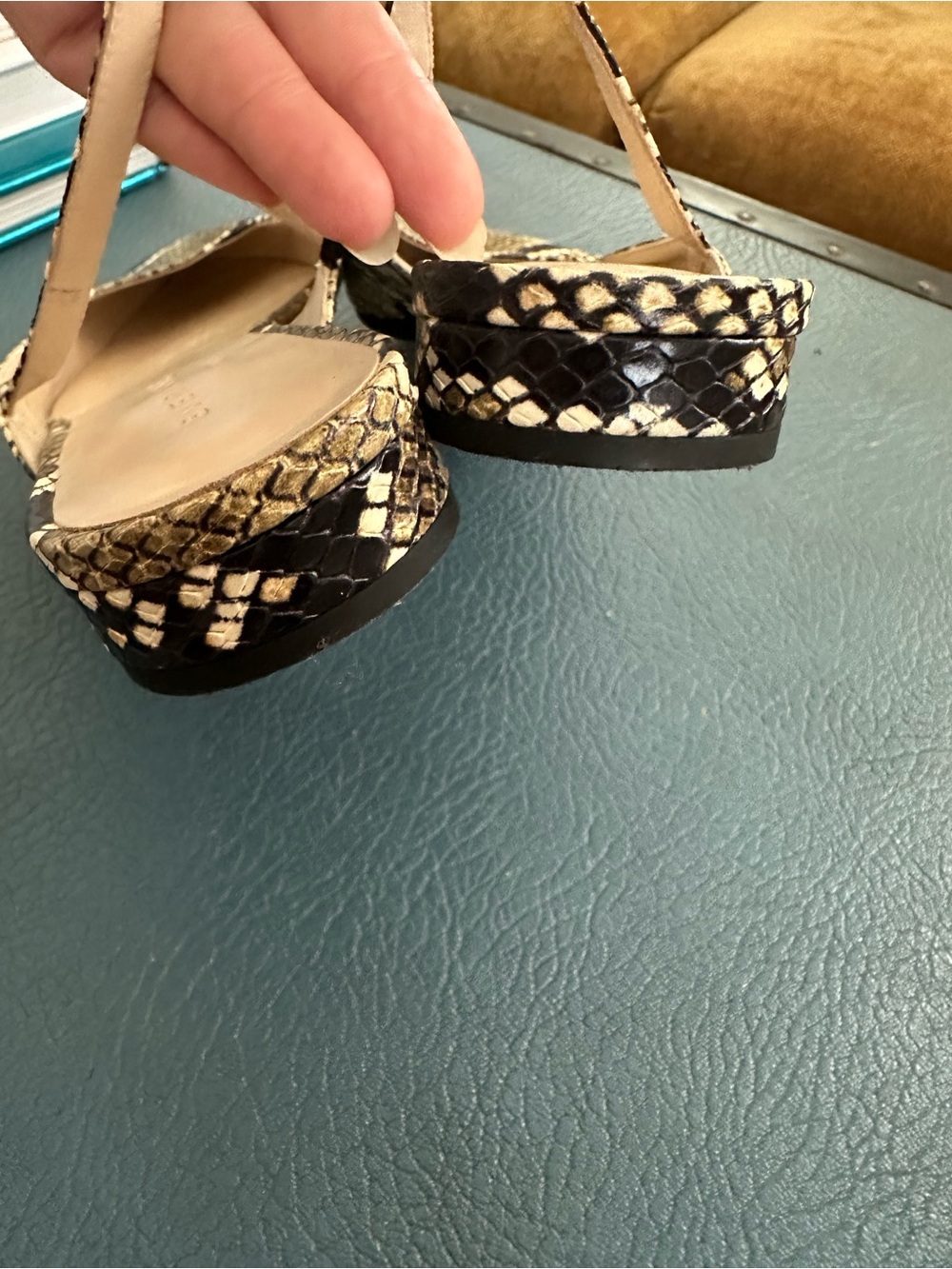 Everlane Snake-Print Ballet Flats in Black and Gold-Tone - Picture 5 of 5